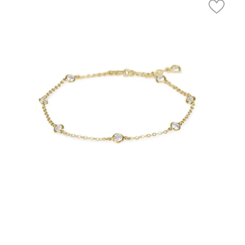 Kenneth Jay Lane CZ Gold Plated & Crystal Anklet with Organza Pouch - Picture 3 of 9